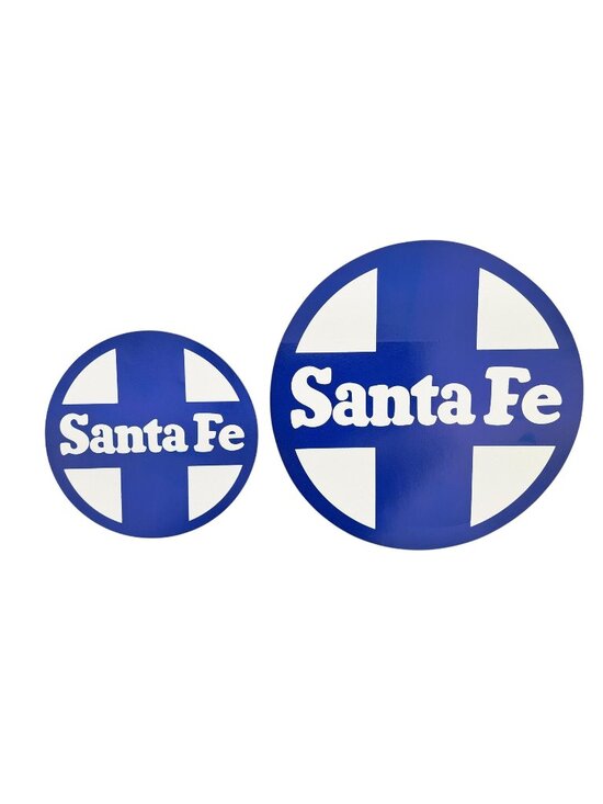 Santa Fe Other - Vintage Santa Fe Railroad Blue White Lot Of 2 Round Vinyl Decal Sticker 4" & 6"